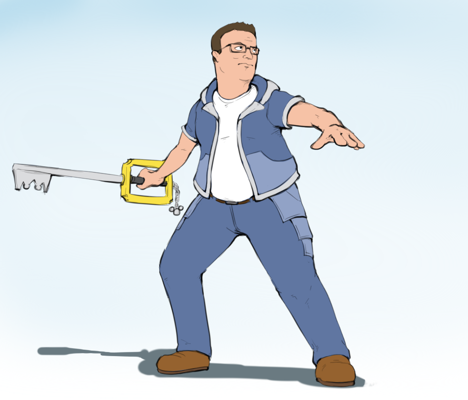 Hank Hill holding the Keyblade